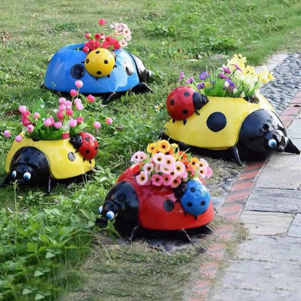 Resin Ladybugs Flower Pot Garden Decorations, Simulation Animal Ladybugs Flower Pot,Outdoor and Garden Decor Patio Yard Planter Flower Pot Indoor or Outdoor Decorations (Blue) - image 5 of 7