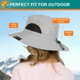 thumbnail image 5 of SUN CUBE Wide Brim Sun Hat for Men & Women, UPF 50+ UV Protection, Breathable Mesh Boonie Hat with Adjustable Chin Strap, Packable Fishing Hiking Safari Hat, Light Grey, 5 of 7