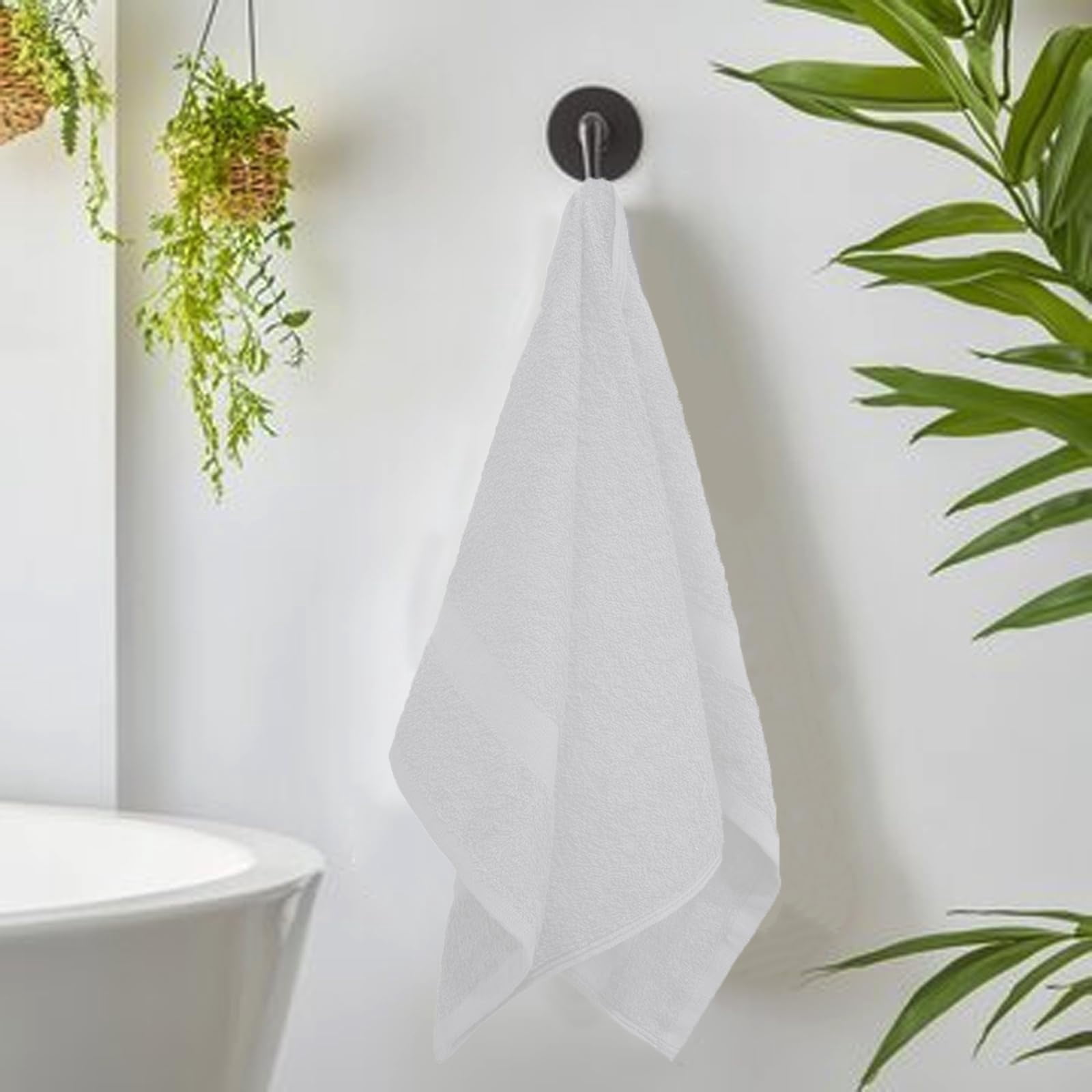 SupremePlus Premium Absorbent 16" x 27" 100% Ring Spun Cotton Hand Towels, White 24 Count