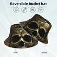 thumbnail image 5 of Daiia Vintage Gold Leaf Skull Pattern Bucket Hat - Trendy Cotton Sun Hat for Beach, Golf, Fishing - Fun Outdoor Vacation Boonie for Men and Women, 5 of 9