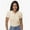 apricot, variant on Women's Short Sleeve V Neck T Shirts Summer Knit Slim Fitted Basic Solid Color Tee Tops