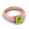 thumbnail image 3 of 2.50 Carat Round Cut Peridot & Pink Sapphire Gemstone Latest Three Stone Wedding Ring for her 18K Rose Gold Size 3 by Diamond-Capitals, 3 of 8