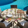 thumbnail image 6 of Fall Leaves Round Tablecloth, Fitted Table Cover with Elastic for 45"-54" Round Tables, Thanksgiving Pumpkins Country Wildflowers Rustic Table Cloth Outdoor Dinning Party Waterproof Tablecloths, 6 of 7