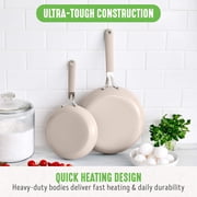 GreenLife Dream 8 & 10 Healthy Ceramic Nonstick Frying Pan Set, Stay Cool Handles, Taupe