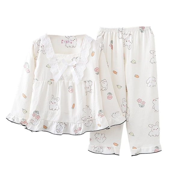 RMGVDSD Girls Clothes 2 Piece Set Soft Cartoon Print Girls Pajamas Long Sleeve Tops And Pants Suit Toddler Kids Sleepwear Comfort Loungewear 5-6 Years