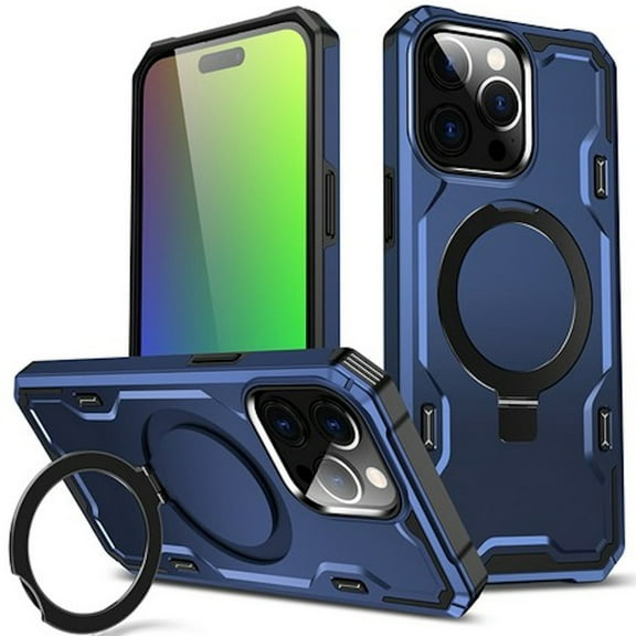 Advanced Armor Case with MagSafe Ring Stand for iPhone 15 Pro Max - Blue