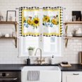 thumbnail image 2 of Sunflower Kitchen Curtains Window Panels, Yellow Flowers Black White Plaid Farmhouse Botanical Insulated Window Treatment Curtain, Grommet Curtains for Bedroom/Living Room, 2 Piece 27.5"Wx39"L, 2 of 8