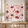 thumbnail image 5 of Watercolor Berry Baskets Scattered on White Background, Whimsical Watercolor for Nature Lovers, Rustic Harvest Home Decor, Housewarming Gift, Tapestry Wall Hanging for Bedroom and Living Room, 5 of 7