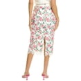thumbnail image 2 of Gracia womens  Floral-Lace Slit-Back Bodycon Midi Skirt, M, White, 2 of 3