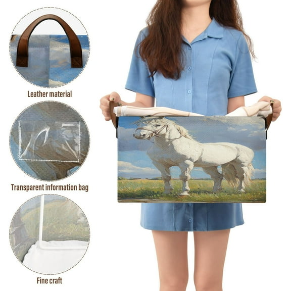 BZSMCE Collapsible Fabric Cube Storage Bins White Horse Design Pattern Storage Box