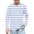 thumbnail image 6 of fatyb Kids Striped Long Sleeve Shirts for Boys Girls Color Block Casual Tops Lightweight Crew Neck Tees, 6 of 7