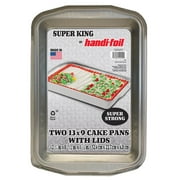 Handi-Foil Aluminum Foil Super King 13" x 9" Cake Pan with Lid, 2 Count