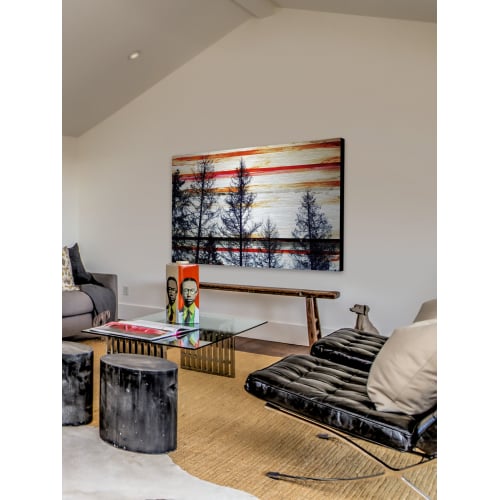 "Red Striped Sky" Painting Print on Brushed Aluminum