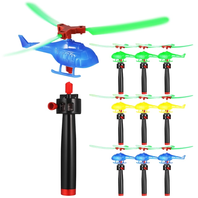 WORGEOUS 9 Uds. De helicópteros voladores, juguetes voladores, juguetes voladores, figuras de helicópteros, lanzadores, juguetes voladores al aire libre, recuerdos de fiesta