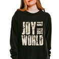 thumbnail image 2 of Joy To The World Block Distressed - Women's Garment Dyed Long Sleeve Graphic T-Shirt, 2 of 10