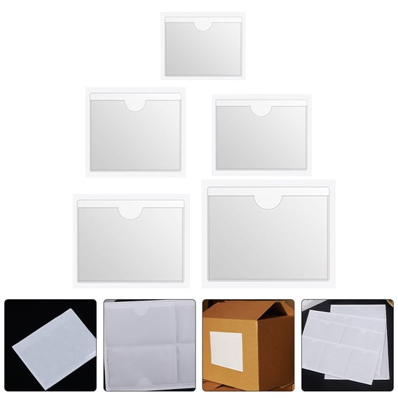 FOLOYORI Label Pockets Clear Visibility Self Adhesive Label Holders Transparent 50Set