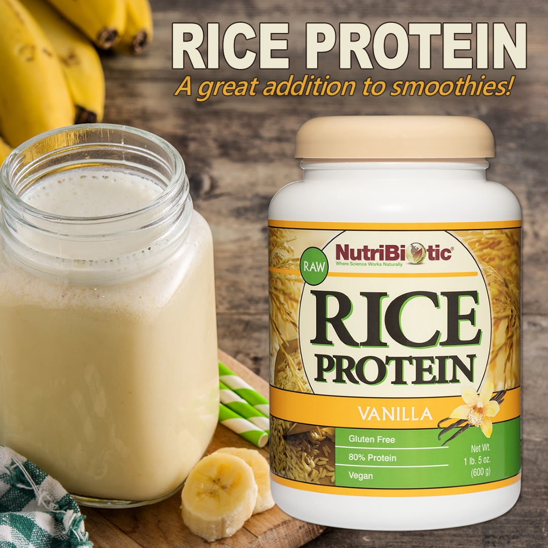 NutriBiotic Vanilla Rice Protein, Vegan Protein Powder, 1 Lb. 5 Oz (600g)