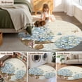 thumbnail image 5 of Small Round Rug 3Ft Washable Non-Slip, Blue Hydrangea Circle Area Rugs for Living Room Bedroom, Spring Floral Leaves Butterfly Vintage Beige Indoor Floor Mats Carpet Runner for Home Decor, 5 of 8