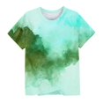 thumbnail image 4 of YunPes Girls T Shirts Tie Dye Short Sleeve Shirts Kids Summer Tops Soft Casual Crewneck Basic Tees Dance Streetwear Birthday Outfits, 4 of 5