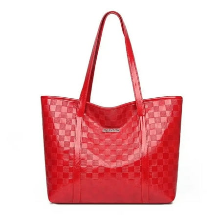 

SHZHHFKJCX Stylish Women‘s Casual Tote Bag with Large Capacity Checkered Pattern and Zipper for Work Essentials