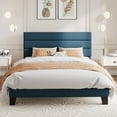 thumbnail image 5 of Amolife Full Bed Frame, Platform Bed Frame with Fabric Upholstered Headboard, Navy Blue, 5 of 8