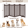 thumbnail image 5 of Alden Design 36″ Tall Freestanding Wooden Dog Gate for Small Pet Dogs, 4-Panel, Espresso, 5 of 9