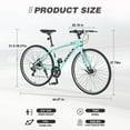 thumbnail image 3 of 700C Road Bike, Shimano 7 Speed Hybrid Bike with Aluminum Alloy Frame and Double Disc Brakes, City Bicycle for Men Women, 85% Pre-assembled, Green, 3 of 6