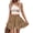 Khaki, variant on Women'S Summer Casual Elastic Waist Shorts Boho Floral Print A-Line Swing Ruffle Shorts with Drawstring Black L