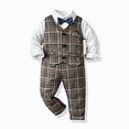 thumbnail image 2 of 3-4 Years Infant Newborn Boy Clothes Set 3Pcs Long Sleeve Stripe Shirt Vest Tops Pants 3Pcs Kids Gentleman Bowtie Set Outfits 9 12 18 24 Months 2T 3T 4T 5T Toddler Fall Winter Outfit,Blue, 2 of 4