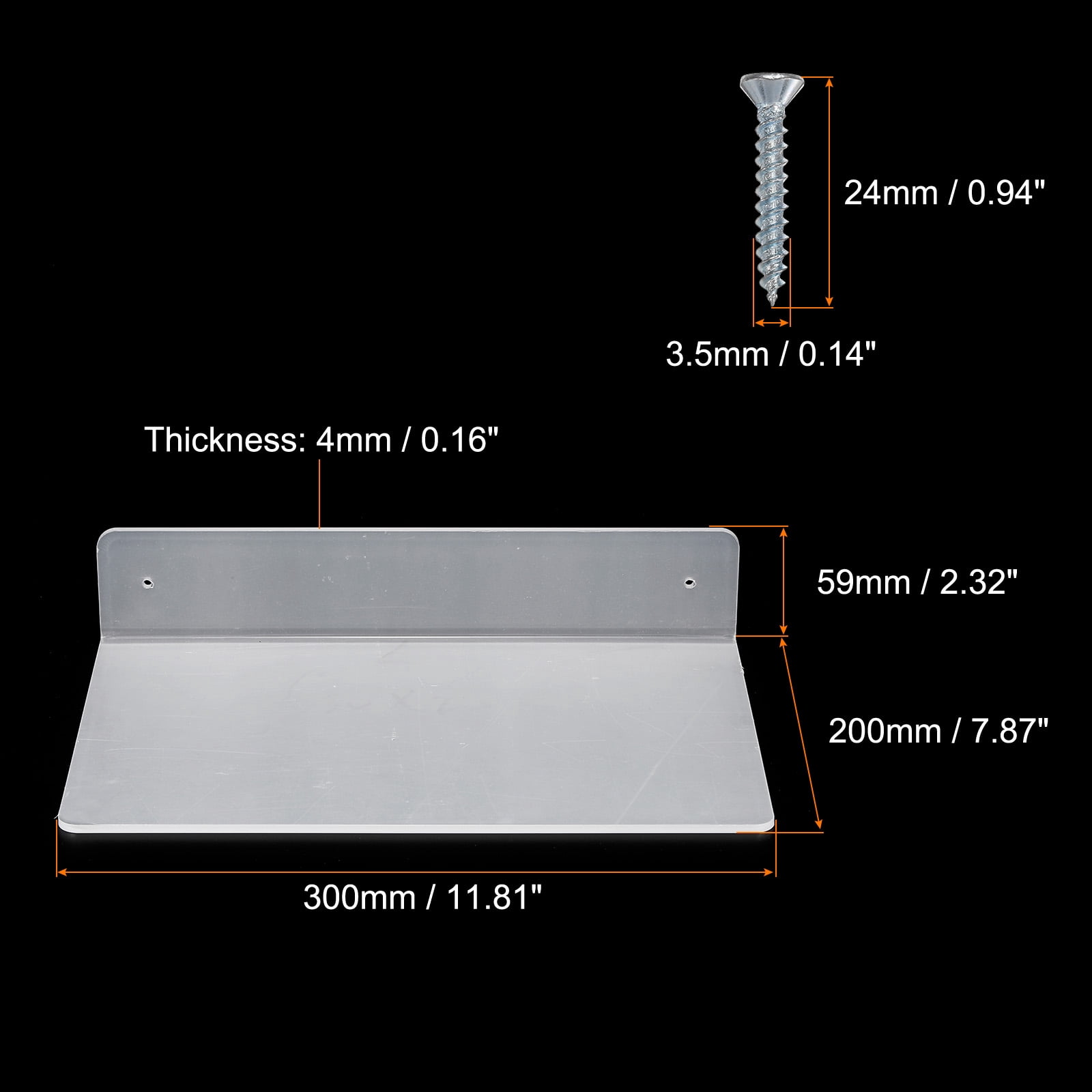 Unique Bargains L-Shaped Acrylic Floating Shelf Wall Mounted Shelves 11.81"x 7.87"x 2.32"