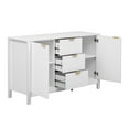 thumbnail image 3 of Euroco Sideboard Buffet Cabinet,47" Storage Cabinet with Adjustable Shelves,Metal Handles,3 Drawers and 2 Doors,Wood Console Table for Study,Hallway and Living Room,White, 3 of 7