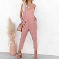 thumbnail image 4 of Henpk Jumpsuits For Women Dressy Plus Size Clearance Summer Womens Jumpsuits And Rompers Womens Fashion Summer Solid Pocket Casual Sleeveless Suspender Jumpsuit Pink M, 4 of 9