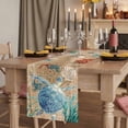 thumbnail image 2 of Brown Sea Turtle Coastal Burlap Cotton Table Runner 13x70 Inches Long, Nautical Coral Ocean Vintage Farmhouse Table Runners, Outdoor Dining Tablecloths Decor for Baby Shower/Party/Wedding, 2 of 8
