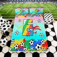 thumbnail image 3 of Erosebridal Letter E Teal Gradient Soccer Ball Print Queen Sheet Sets, Sports Monogram Bed Set for Kids Boys and Girls, 1 Flat Sheet, 1 Fitted Sheet and 2 Pillowcases, 3 of 6