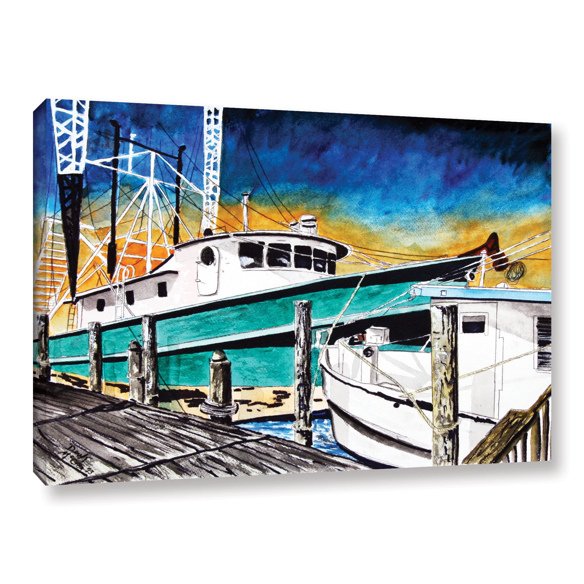 ArtWall Derek Mccrea "Shrimp Boats" Gallery-wrapped Canvas