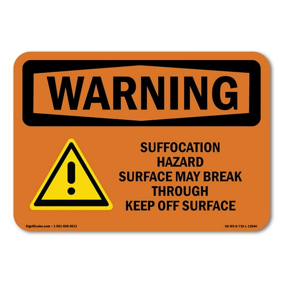 OSHA WARNING Sign - Suffocation Hazard With Symbol | Plastic Sign | Protect Your Business, Construction Site, Warehouse & Shop Area | Made in the USA