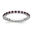 thumbnail image 1 of White Sterling Silver Ring Band Eternity Rhodolite Garnet Round Red, 1 of 5