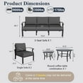 thumbnail image 4 of ALAULM 5-Seat Aluminum Patio Furniture Set, Outdoor Patio Conversation Set with 2 Round Metal Coffee Tables and 5.1" Cushions for Patio Backyard Poolside，Black, 4 of 6