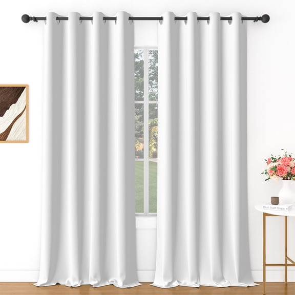 Lfeey White Blackout Curtains 84 Inch Length, Thermal Insulated Room Darkening for Bedroom/Bathroom, 2 Panels