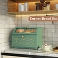 thumbnail image 3 of CBJCBJ 15.1" Gold-Trimmed Wooden Bread Box | 2-Tier Countertop Organizer | Vintage-Inspired Pantry Decor（GREEN）, 3 of 7