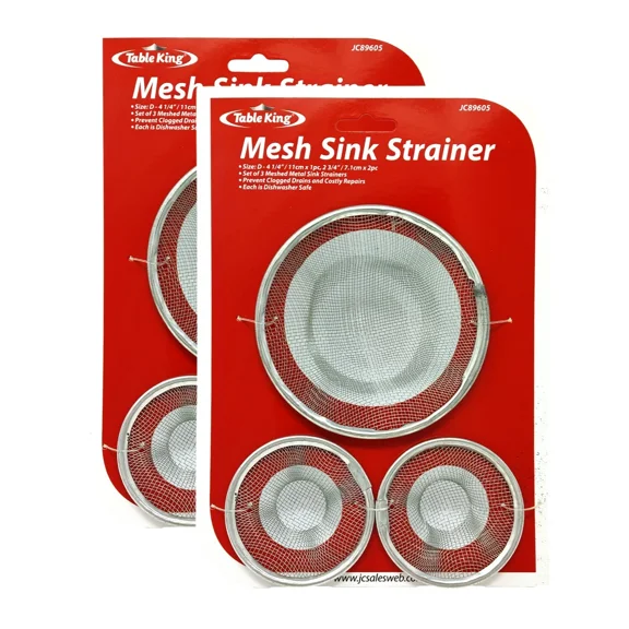 2 Pk Stainless Metal Mesh Sink Strainer Drain Stopper Kitchen Bathroom Tub Waste