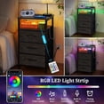thumbnail image 6 of Night Stand with Charging Station, 16 Colors LED Nightstand with USB Ports and Outlets, End Table with 3 Fabric Drawers and Storage Shelf, Bedside Tables Small Dresser for Small Space ,Grey, 6 of 16