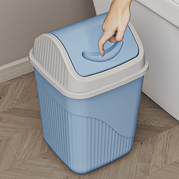 Ycandiee Small Trash Can with Lid, Plastic Garbage Bin with Odor Control, Plastic Waste Bin with Two-Way Swing Lid, Suitable for Living Room, Bathroom, Bedroom, Office