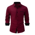 thumbnail image 1 of Camisas Y Playeras Camisa superior informal a la moda para hombre, camisa con botones de Color sólido, cómoda y sencilla, Top de manga larga (Red, S), 1 of 2