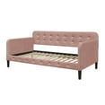 thumbnail image 3 of Home Design Chloe Twin Daybed with Velvet Upholstery, Button-Tufted Back, Stylish Versatile Seating and Sleeping Solution for Bedroom or Living Room, Pink, 3 of 5
