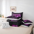 thumbnail image 6 of jejeloiu Cute Console Gamepad 7pcs Bedding Comforter Set,Geometric Honeycomb Hexagon Queen Bedding Sets,Purple Black Queen Sheet Sets For Girls Boys,Super Cozy Room Decor Reversible, 6 of 8