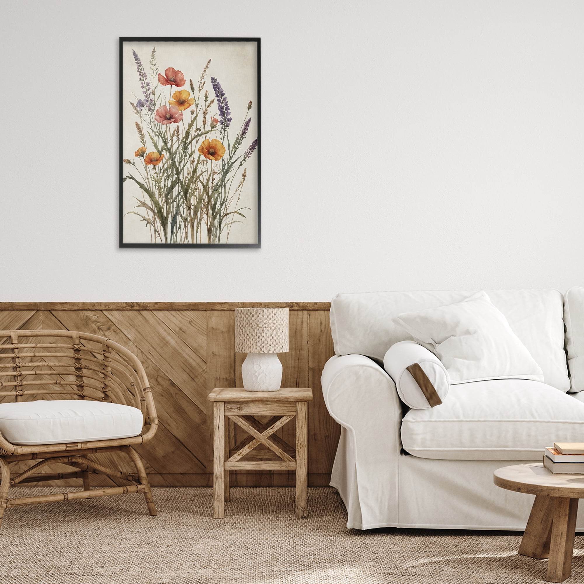 Stupell Industries Vintage Collection of Meadow Botanicals Black Framed Giclee Art, design by Nataly White