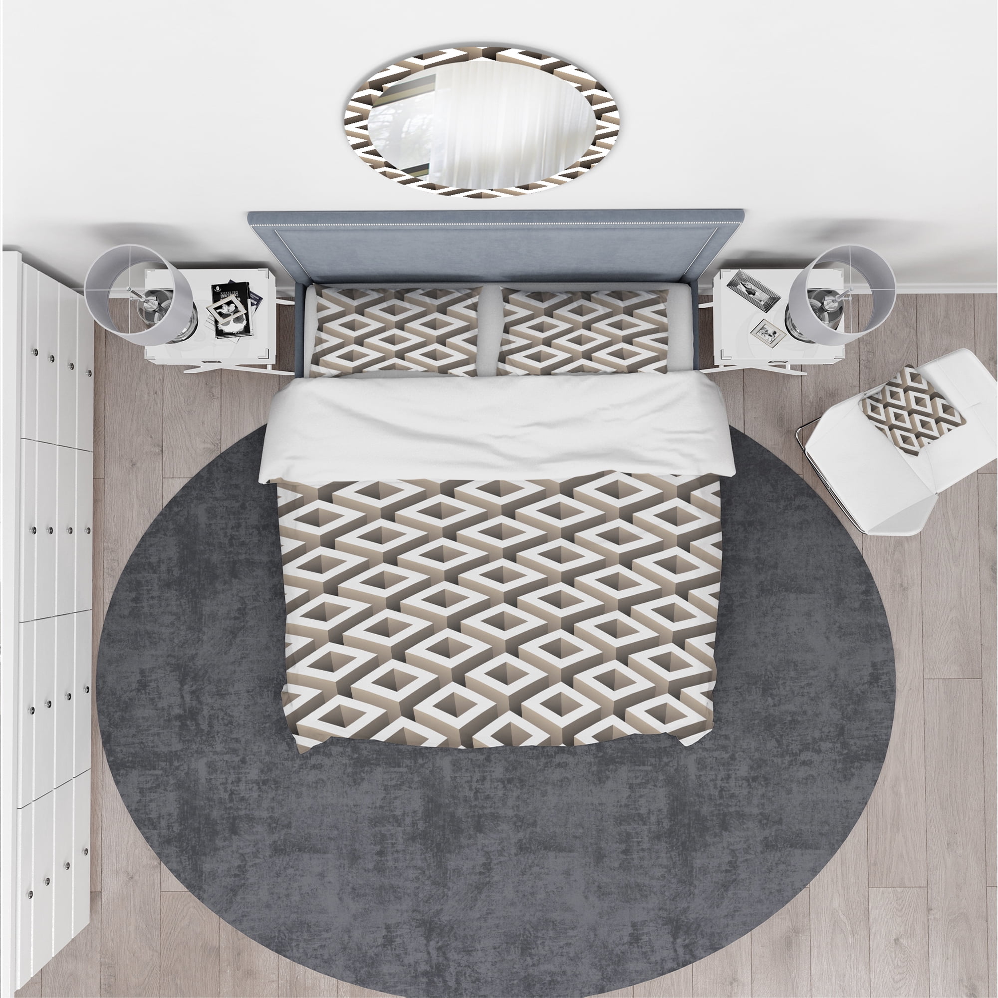 Designart 'Boxes Illustration' Scandinavian Duvet Cover Set