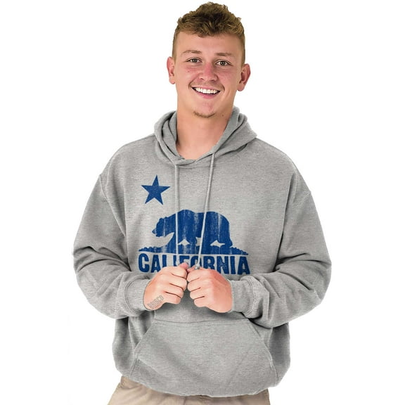 California Bear Distressed CA Flag Hoodie Sweatshirt Women Men Brisco Brands S