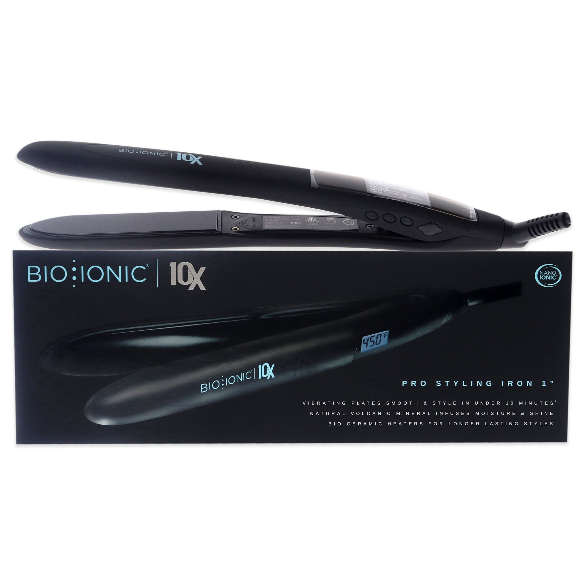 10x Pro Styling Iron Black Z FGTST 10X by Bio Ionic for Women 1 Inch Flat Iron Walmart